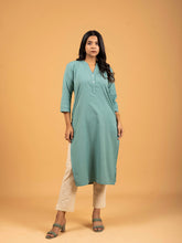 Hunter Green Straight Plain Cotton Kurti