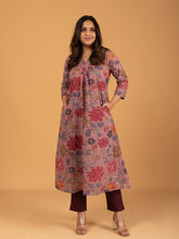 Mauve Printed A-Line Cotton Kurti