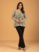 Off-White Printed Full Sleeves Alia Cut Cotton Top