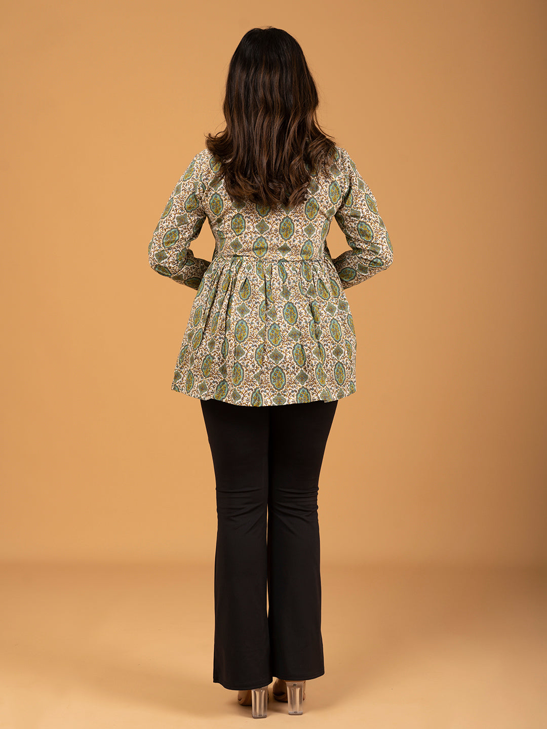 Off-White Printed Full Sleeves Alia Cut Cotton Top