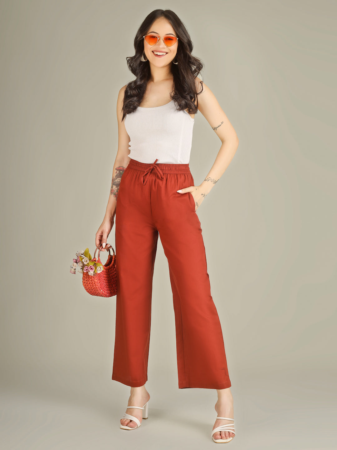 Rust Premium Cotton Linen Trouser