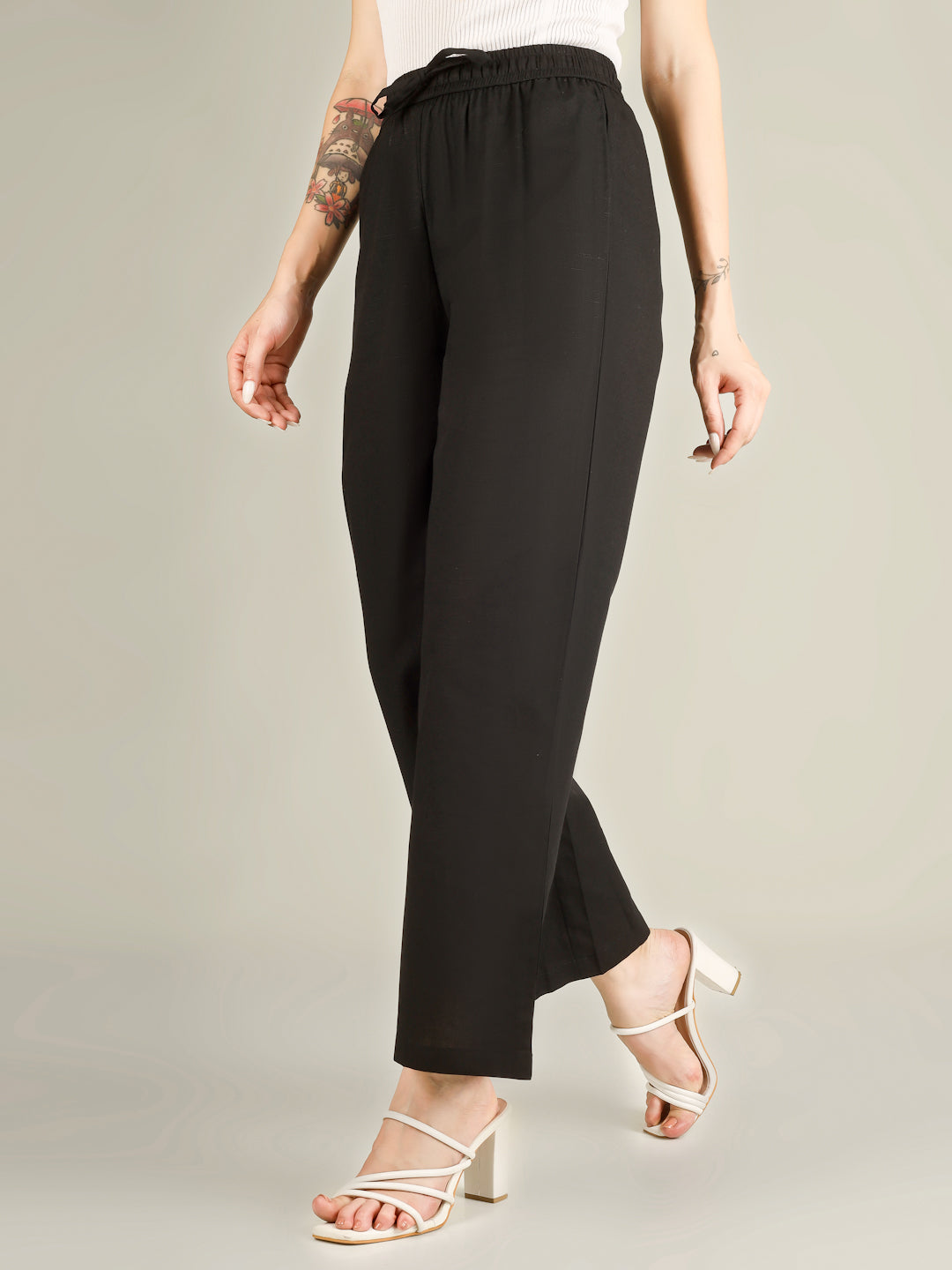 Black Premium Cotton Linen Trouser