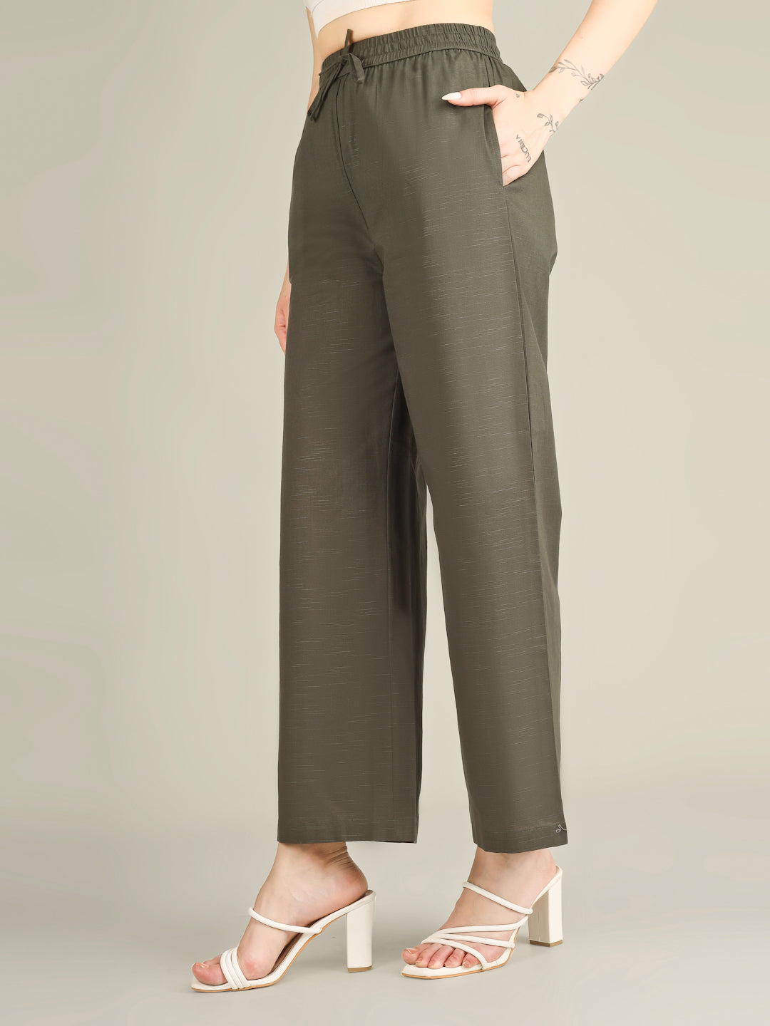 Forest Green Premium Cotton Linen Trouser