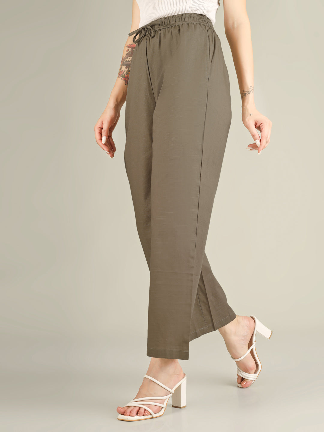 Khaki Green Premium Cotton Linen Trouser