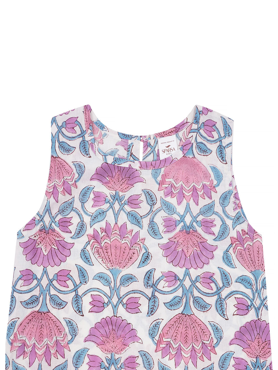 Kids Sleeveless Cotton Top (White and Pink)