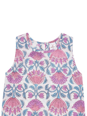 Kids Sleeveless Cotton Top (White and Pink)