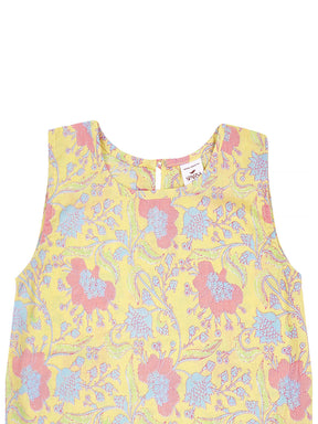 Kids Sleeveless Cotton Top (Light Yellow)