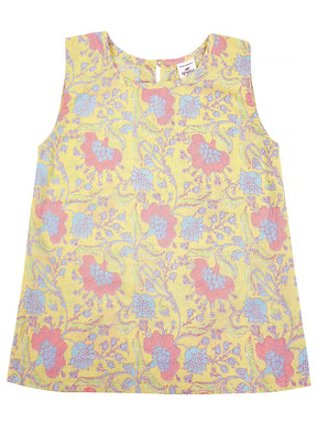 Kids Sleeveless Cotton Top (Light Yellow)