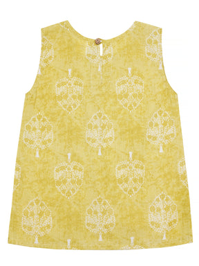 Kids Sleeveless Cotton Top (Yellow)