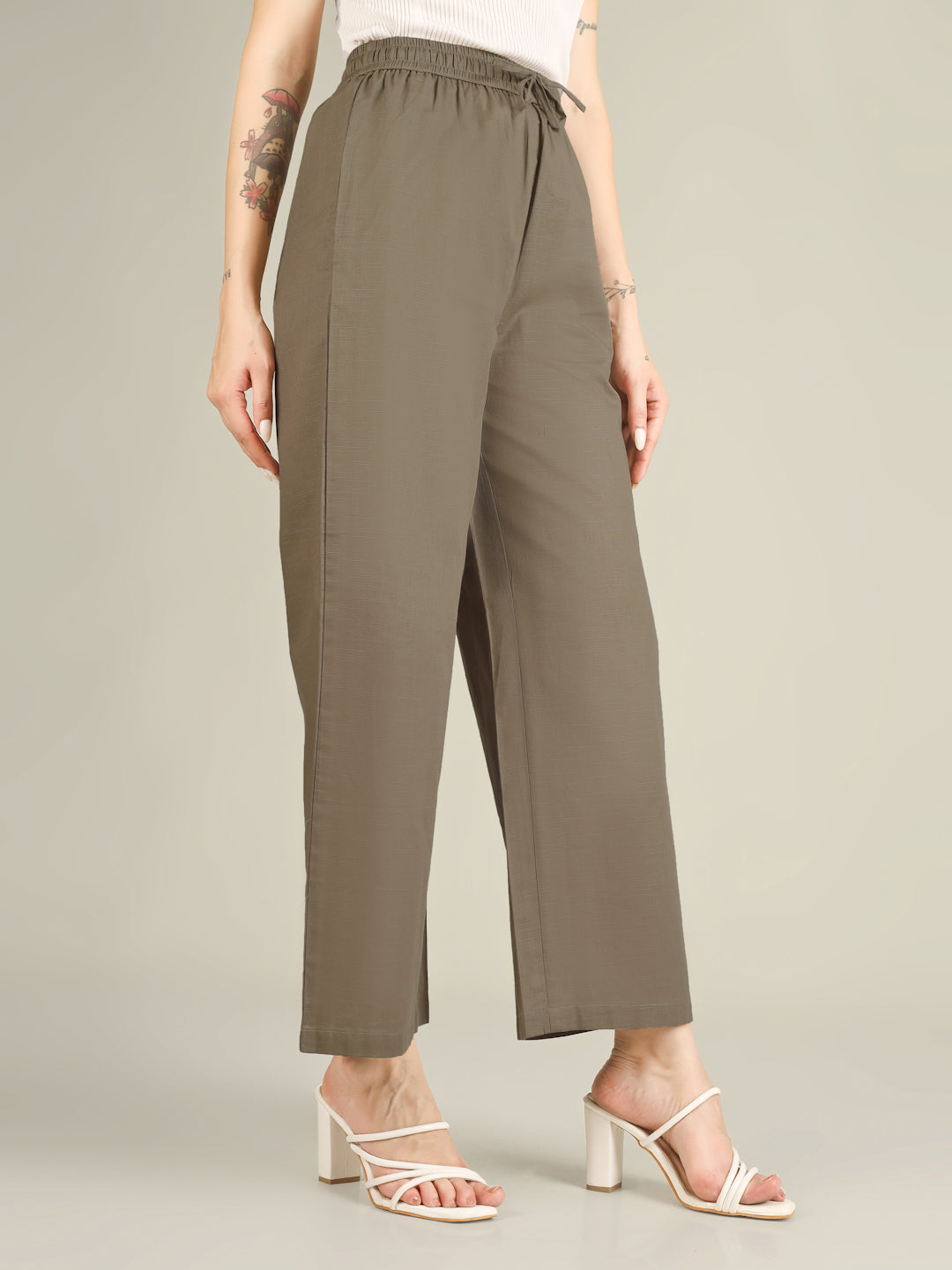 Khaki Green Premium Cotton Linen Trouser