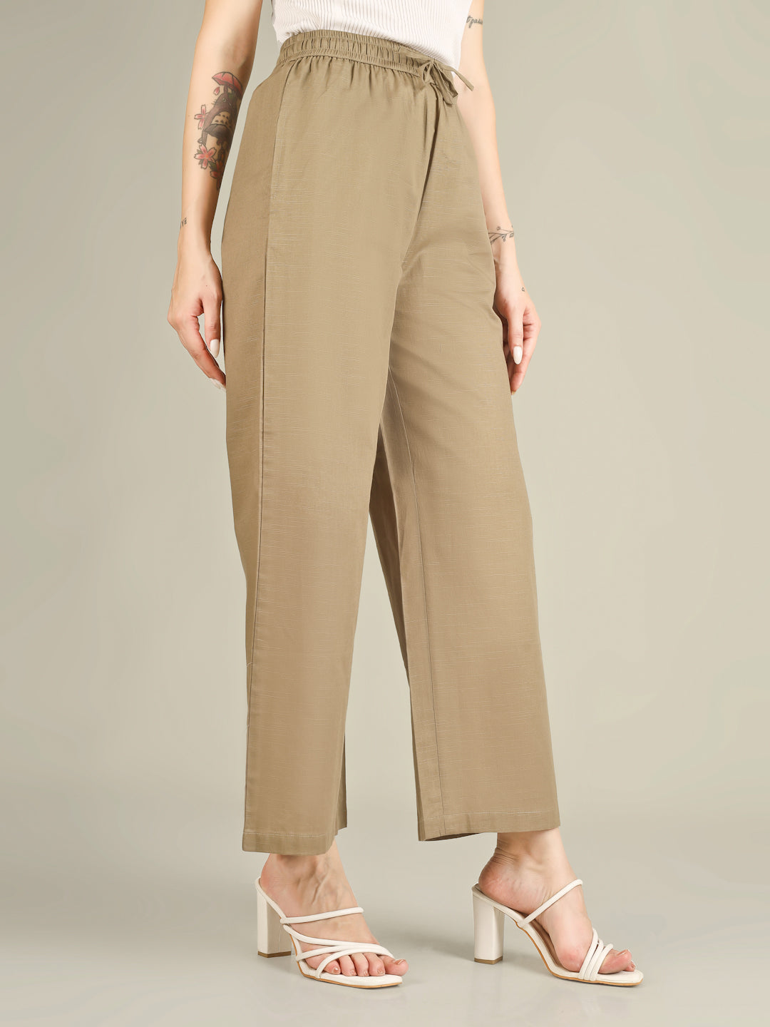 Khaki Green Premium Cotton Linen Trouser