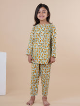 Off-white Leopard Print Kids Cotton Kurta Pyjama Set