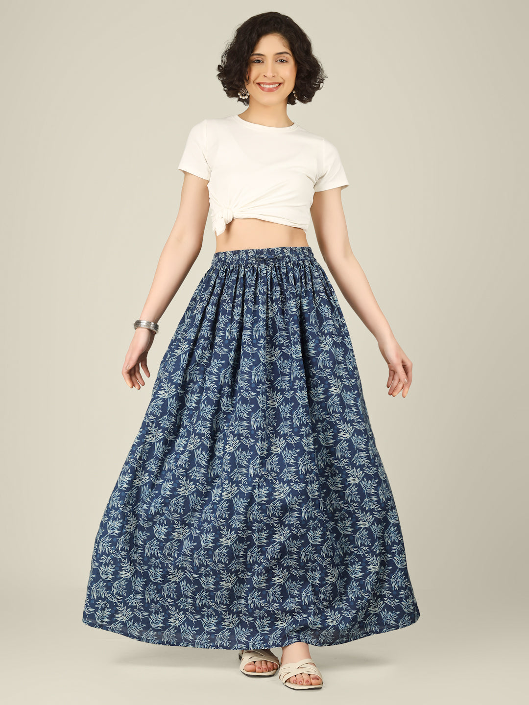 Black Printed Cotton Maxi Skirt