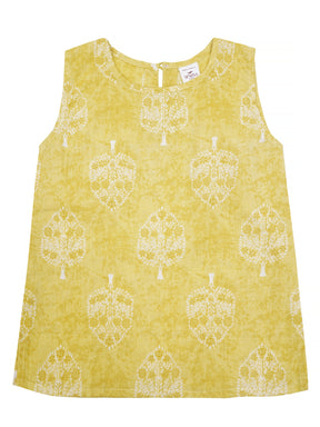 Kids Sleeveless Cotton Top (Yellow)