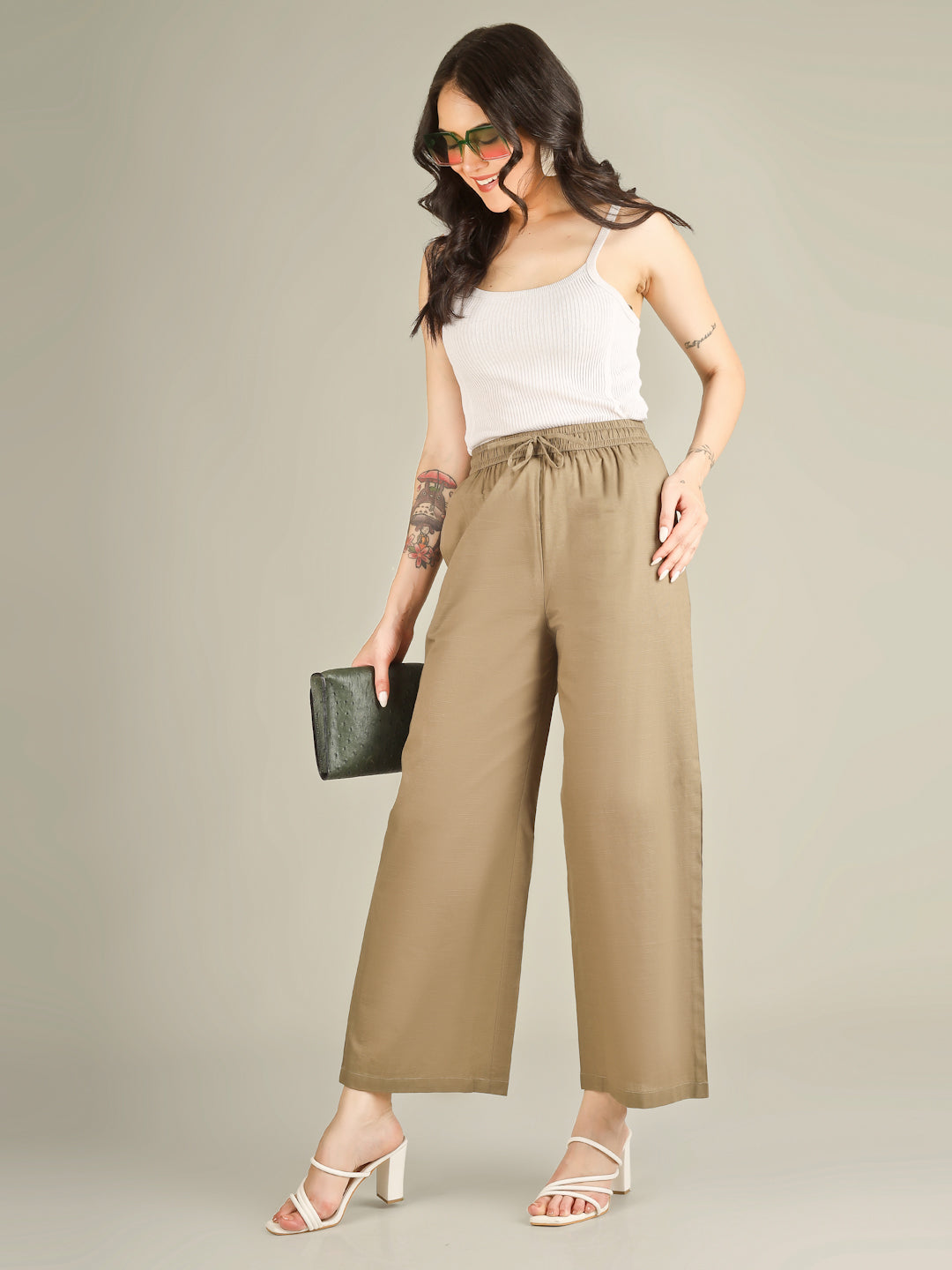 Khaki Green Premium Cotton Linen Trouser