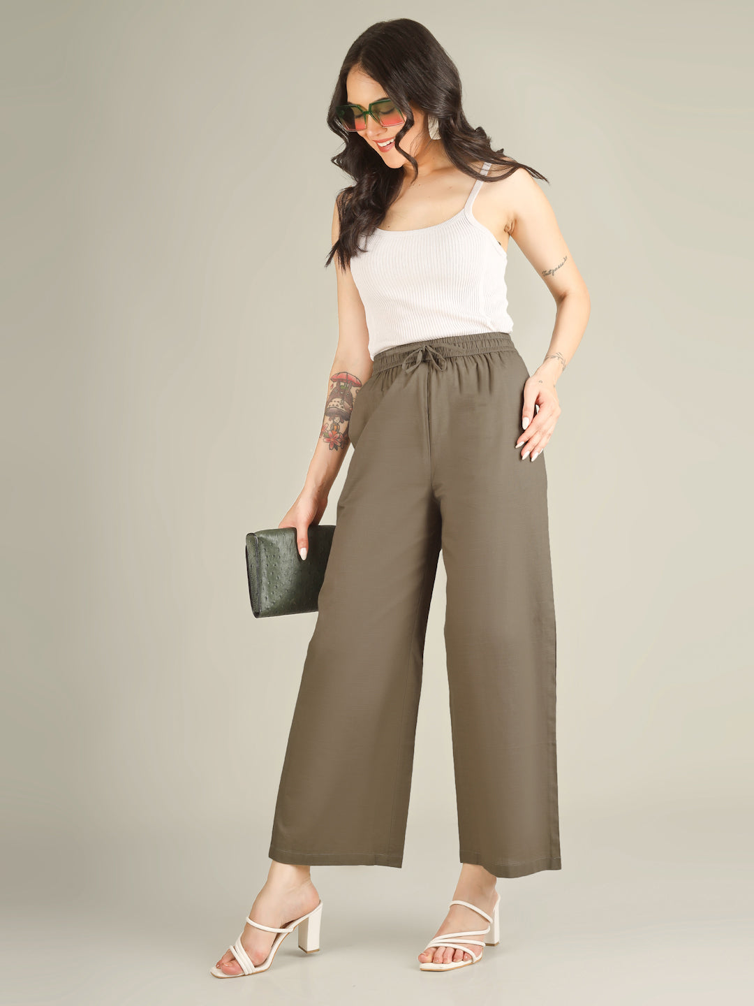 Khaki Green Premium Cotton Linen Trouser