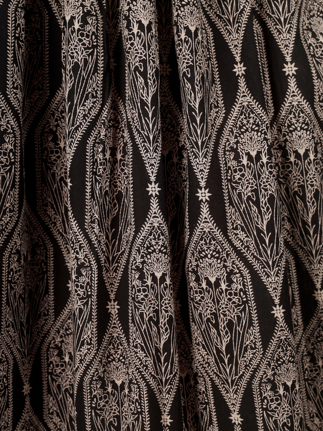 Black Printed Cotton Maxi Skirt