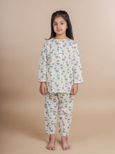 Blue Jiraffe Print Kids Cotton Kurta Pyjama Set