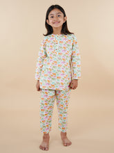 Multicolor Elephant Print Kids Cotton Kurta Pyjama Set