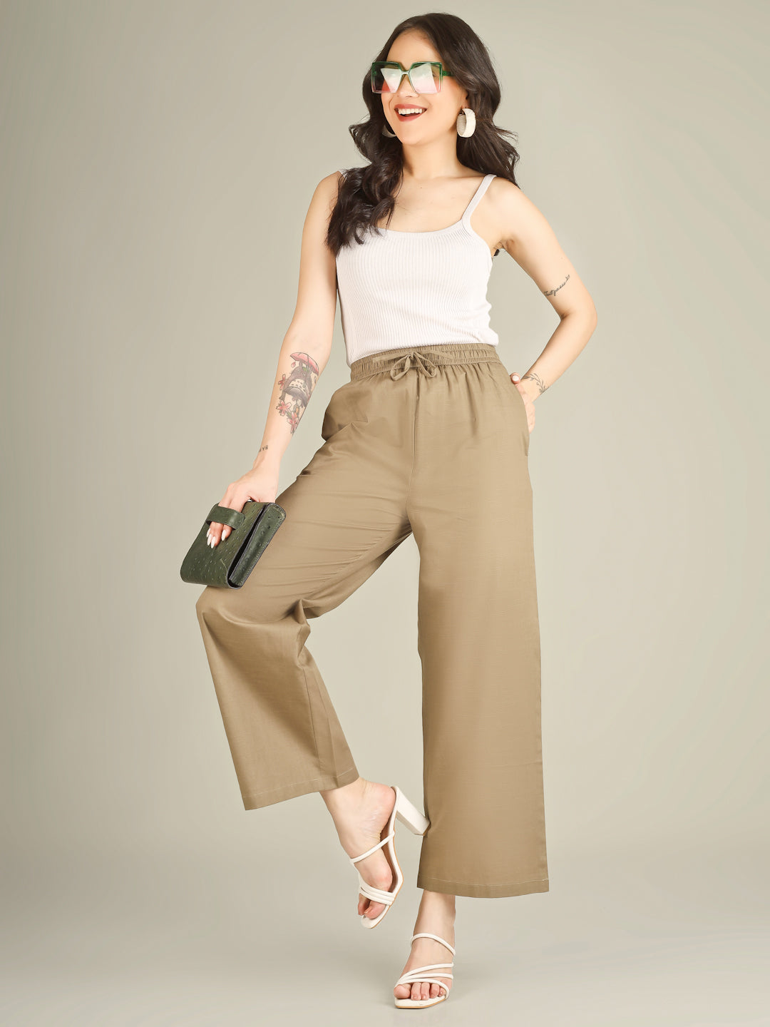 Khaki Green Premium Cotton Linen Trouser