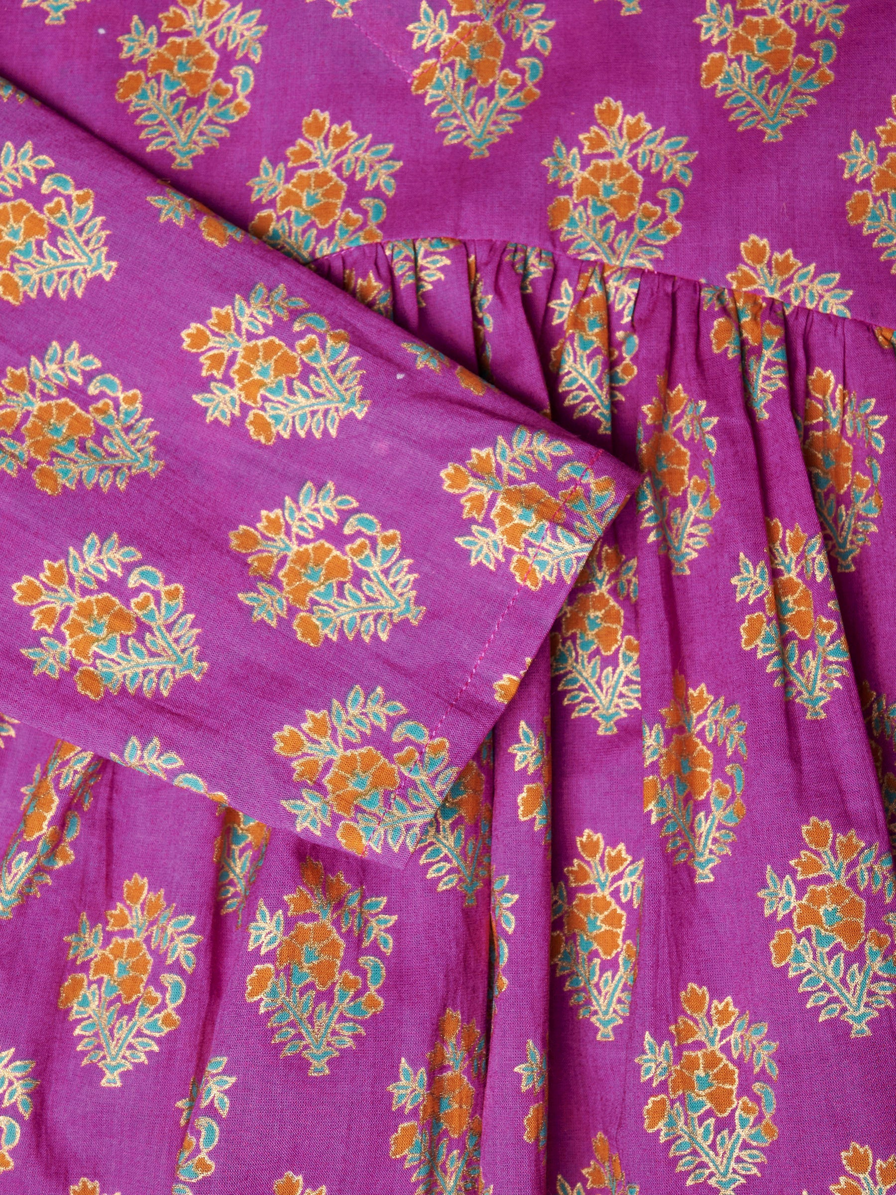 Pink Printed Alia-Cut Cotton Top