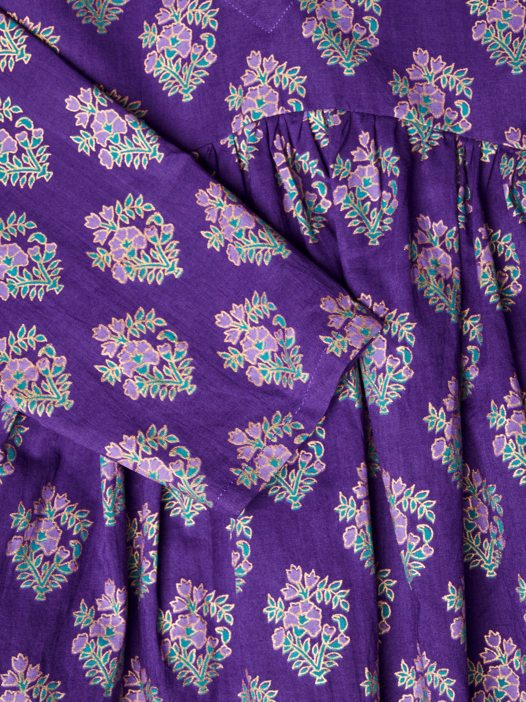Purple Printed Alia-Cut Cotton Top