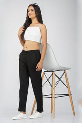 Black Cotton Trouser for Women