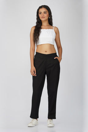 Black Cotton Trouser for Women