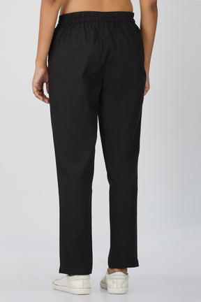 Black Cotton Trouser for Women