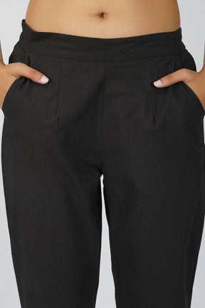 Black Cotton Trouser for Women