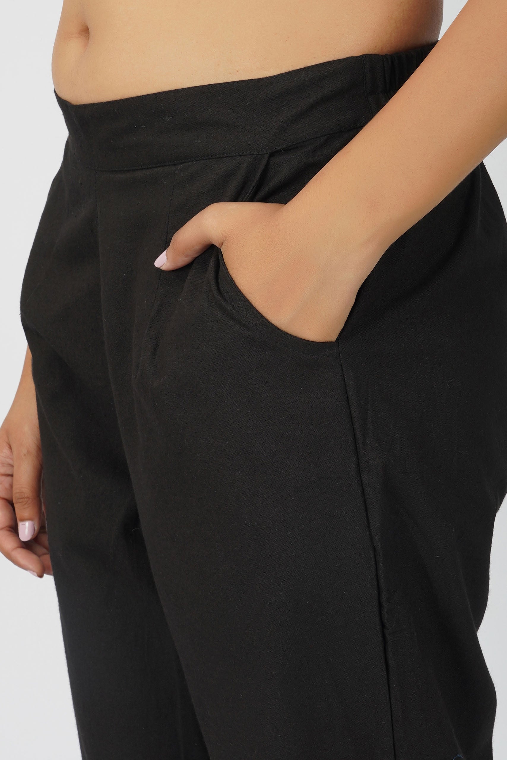 Black Cotton Trouser for Women