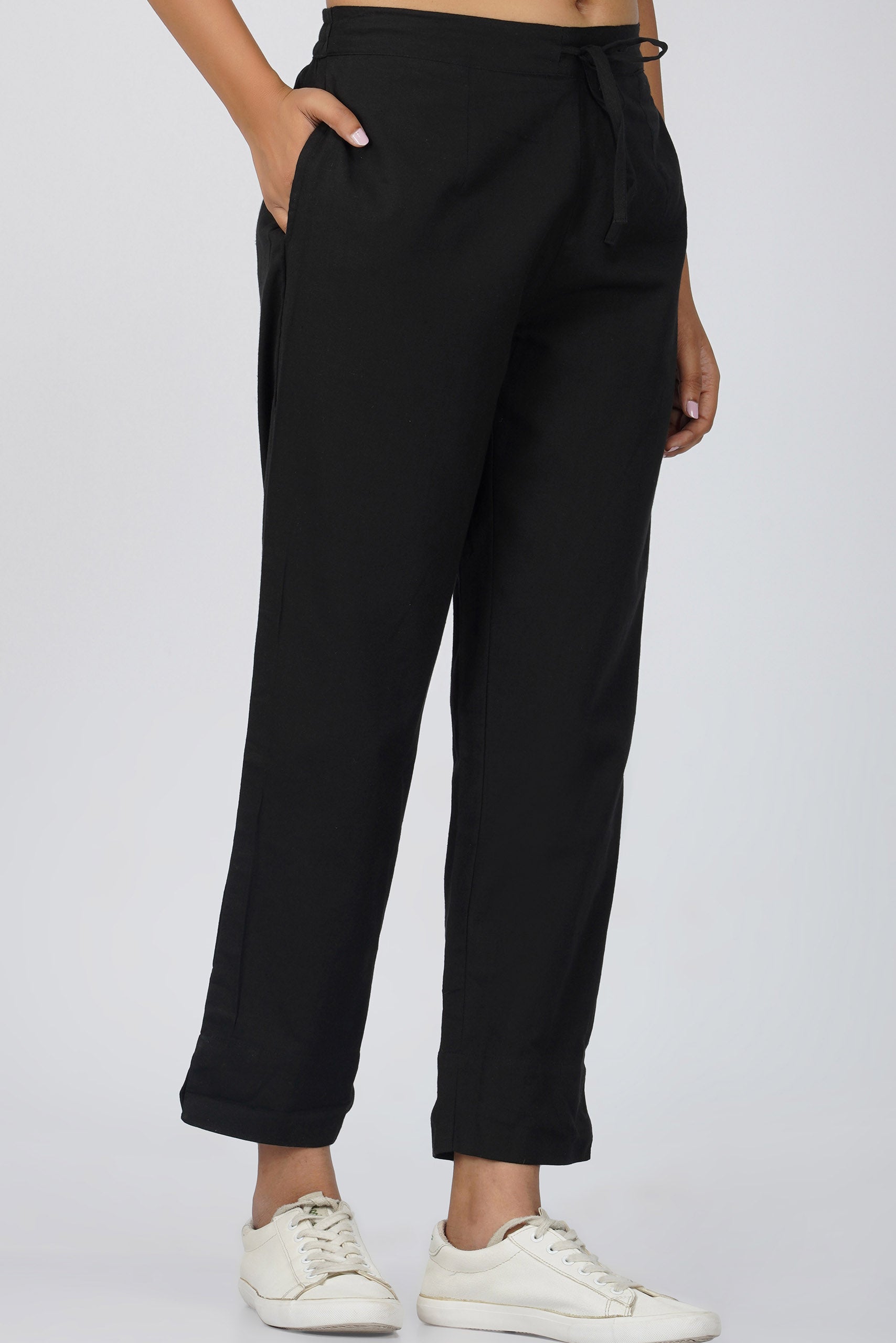 Black Airy-Cotton Trouser