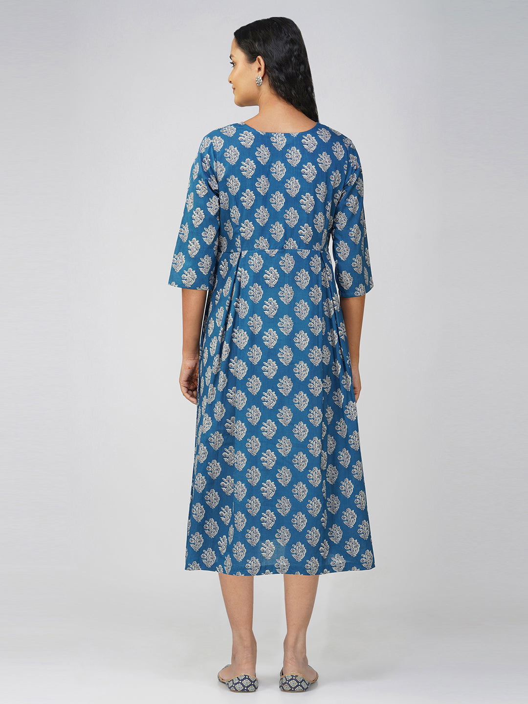 Blue Flared Cotton Dress