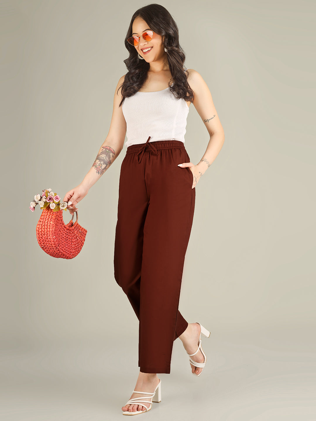 Rust Premium Cotton Linen Trouser