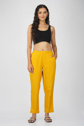 Mustard Cotton Trouser for Women