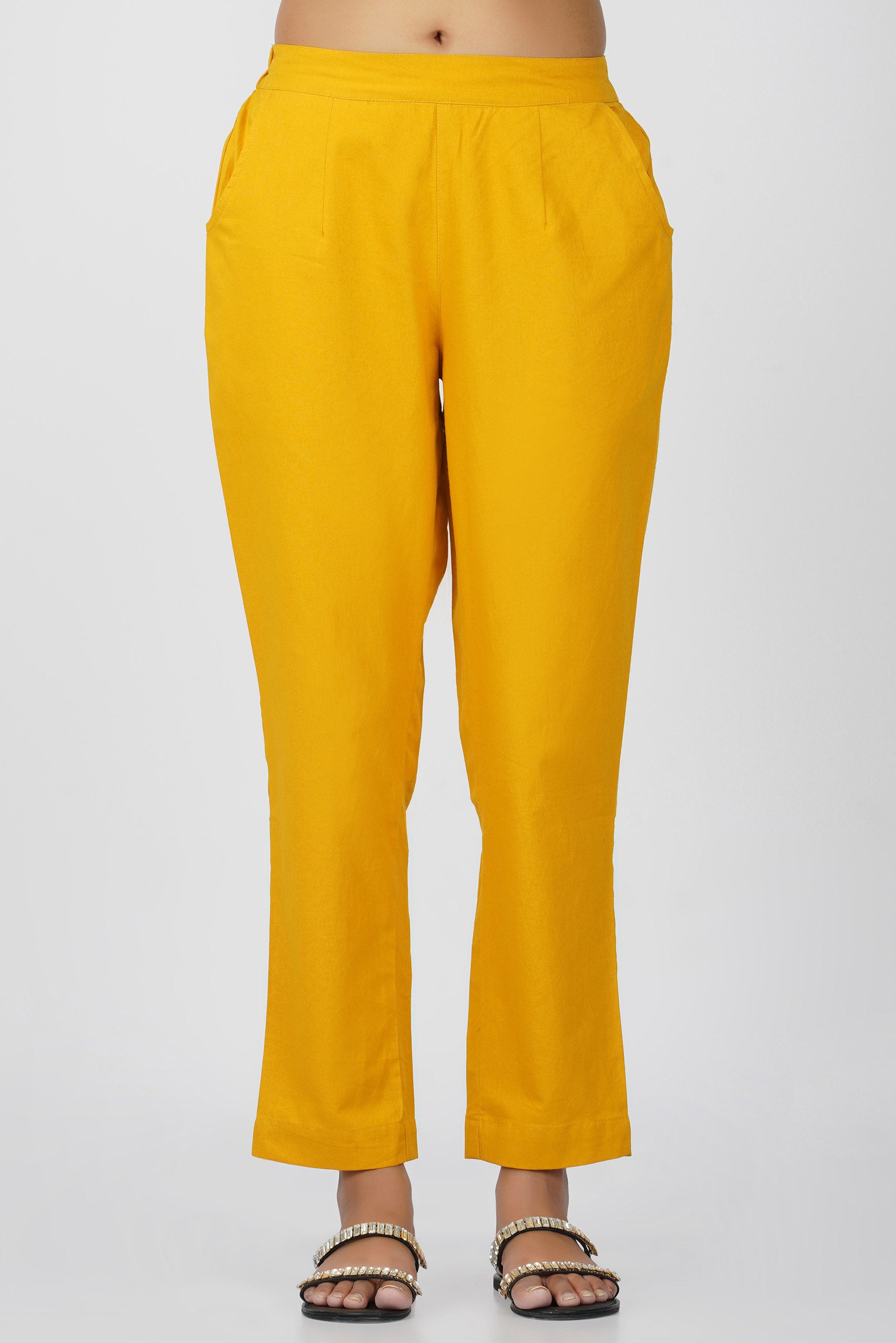 Mustard Cotton Trouser for Women