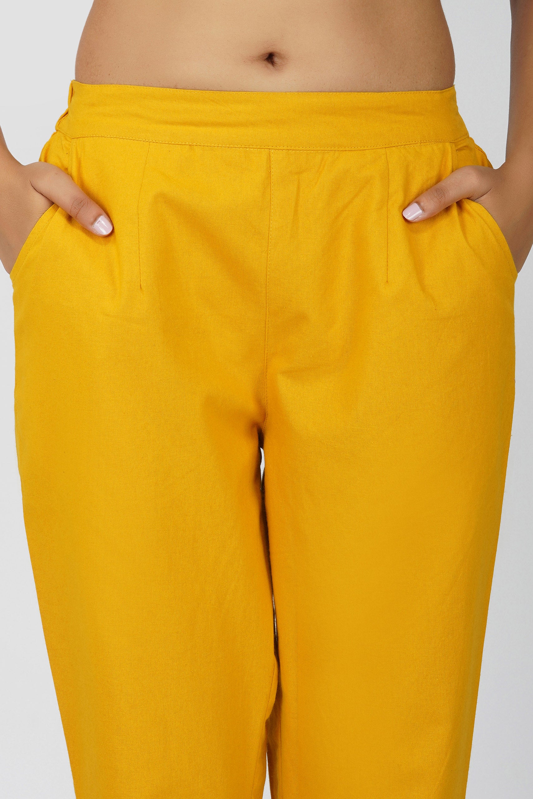 Mustard Cotton Trouser for Women