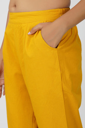 Mustard Cotton Trouser for Women