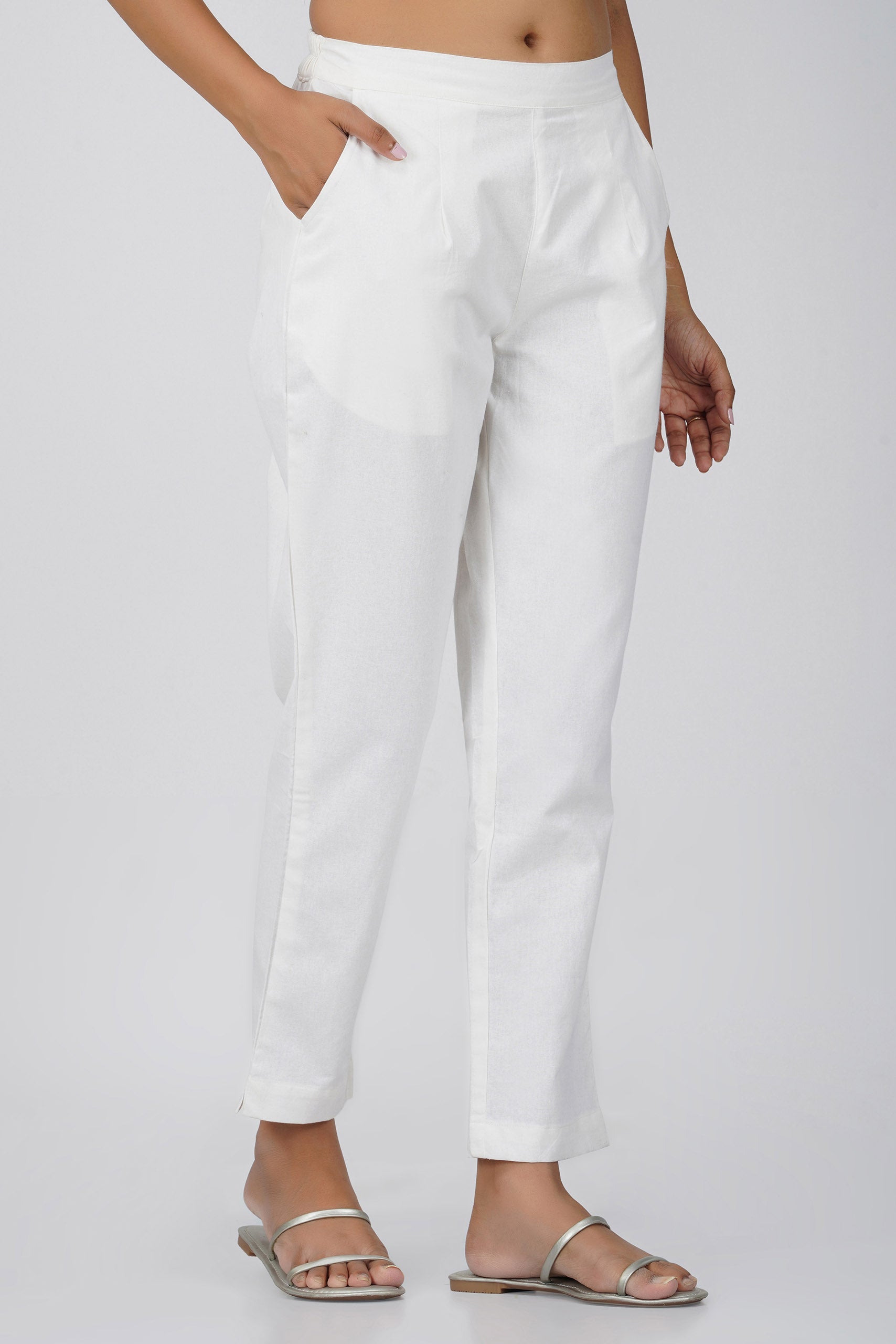 Off-White Cotton Trouser for Women