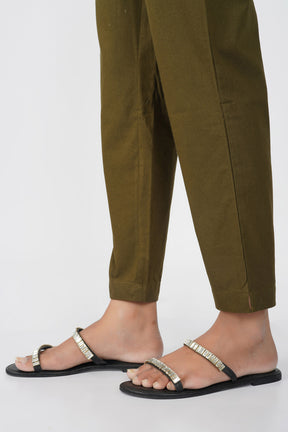 Olive Cotton Trouser for Women