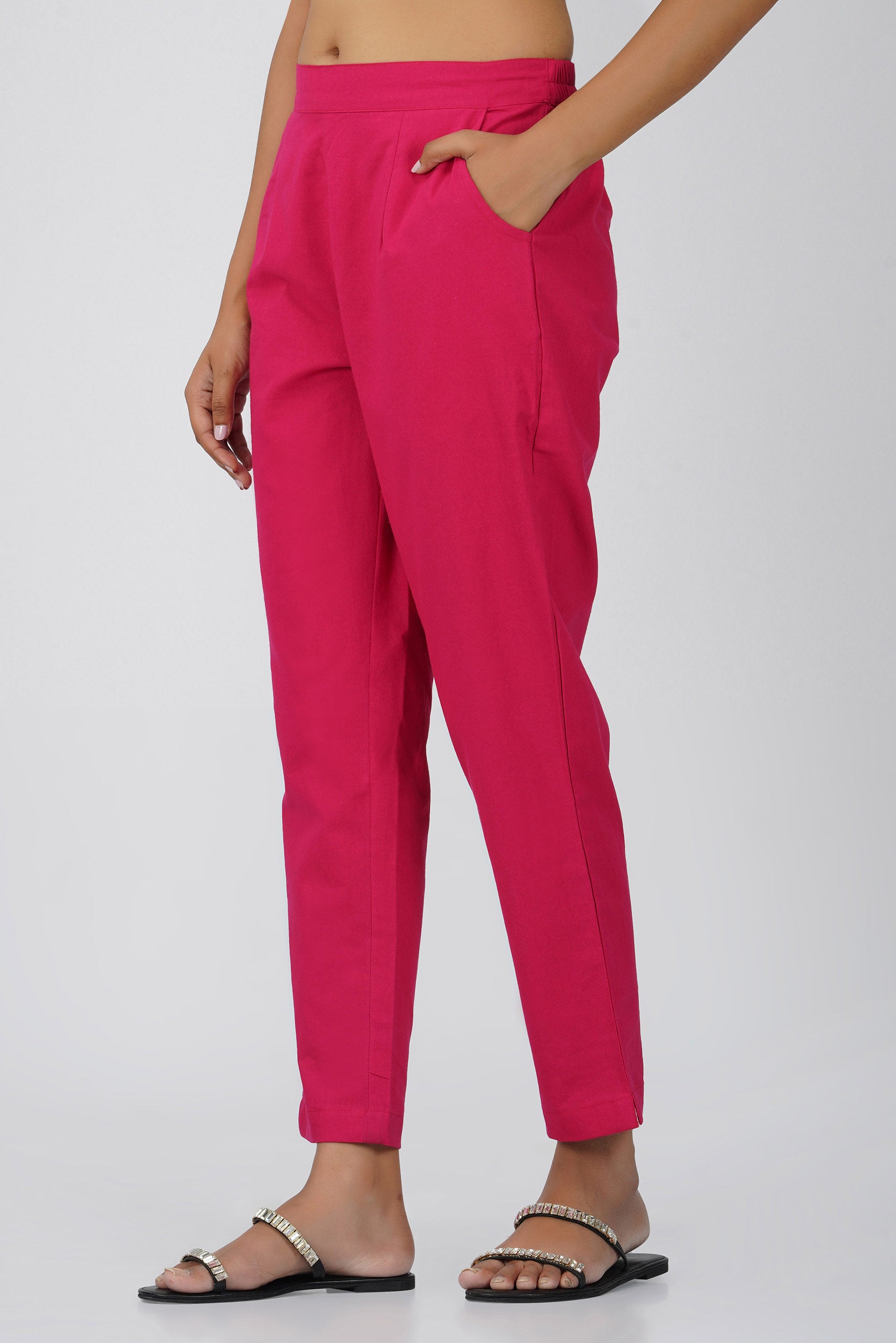 Rani Pink Cotton Trouser for Women