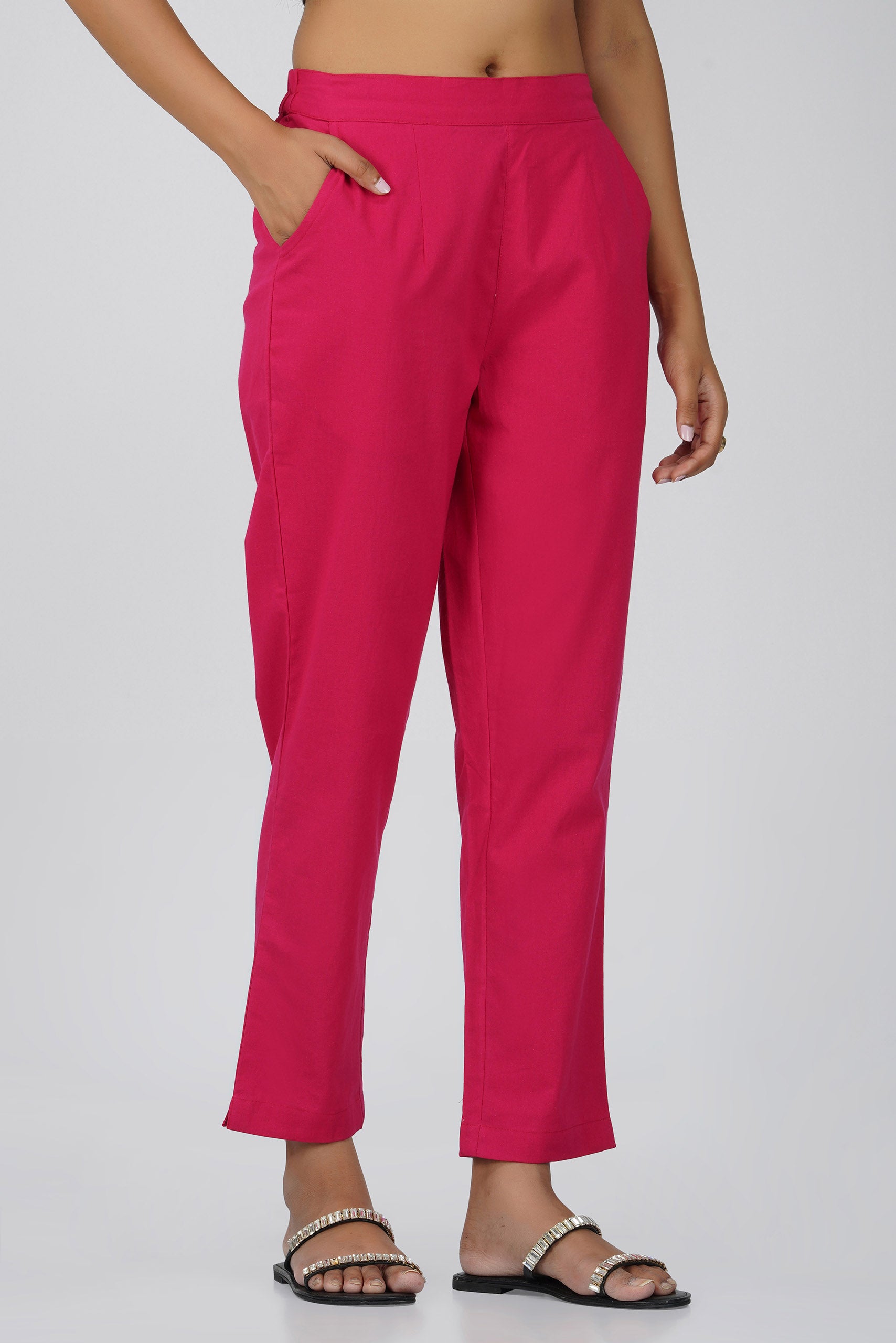 Rani Pink Cotton Trouser for Women