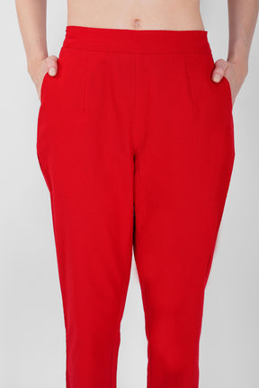 Red Cotton Trouser for Women