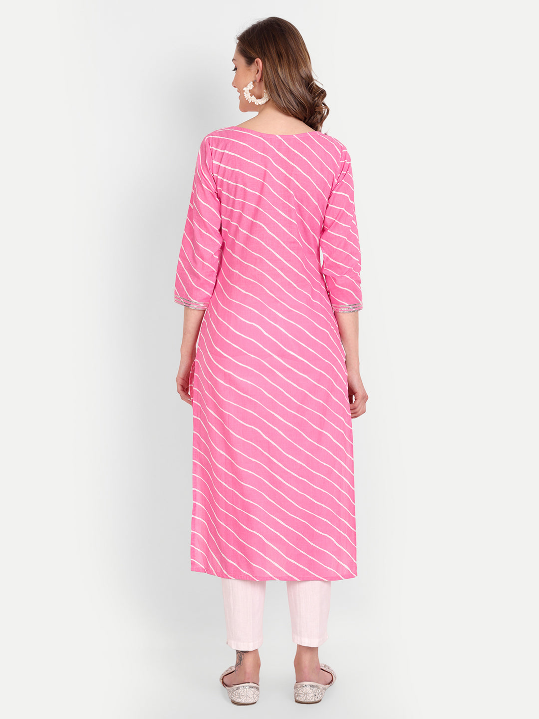 Pink Lehriya Pure Cotton Kurti