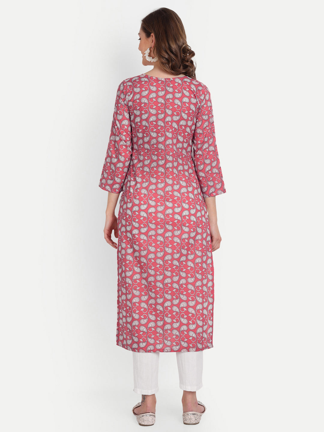 Red Printed Pure Cotton Kurti