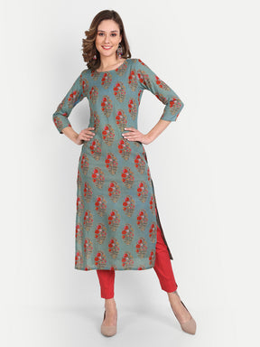 Green Handblock Printed Pure Cotton Kurti