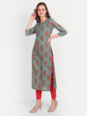 Green Handblock Printed Pure Cotton Kurti