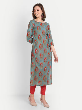 Green Handblock Printed Pure Cotton Kurti