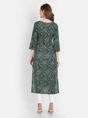 Green Printed Pure Cotton Kurti