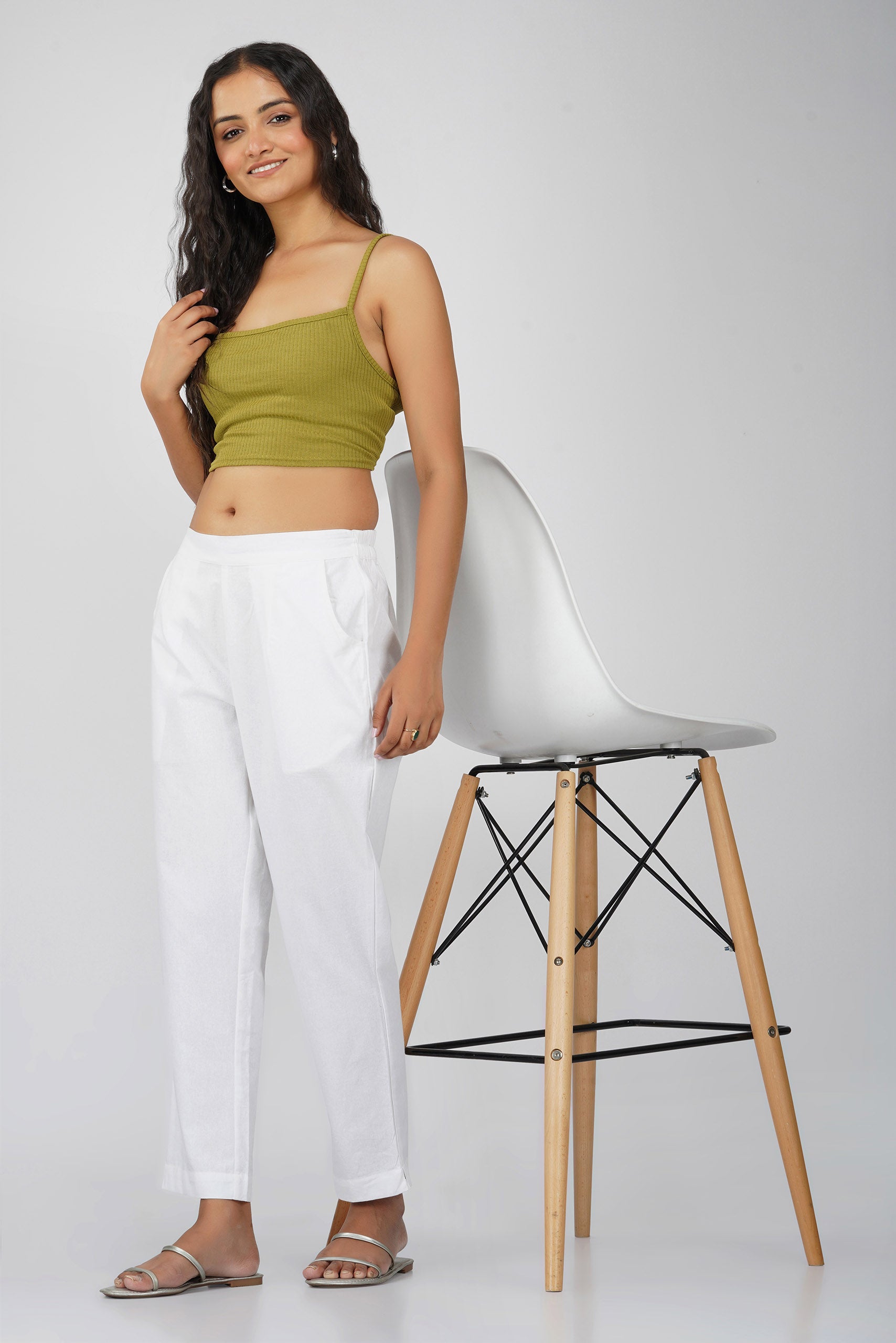 White Cotton Trouser for Women